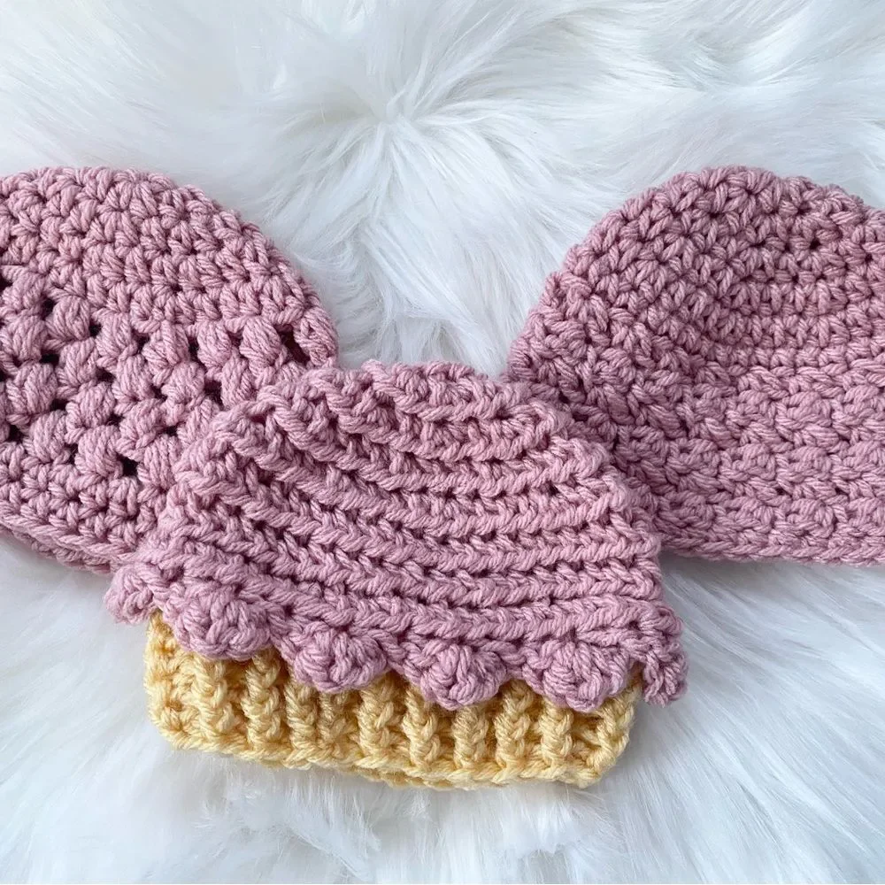 Set of 3 Baby Girl Crochet Hats Punk Yellow